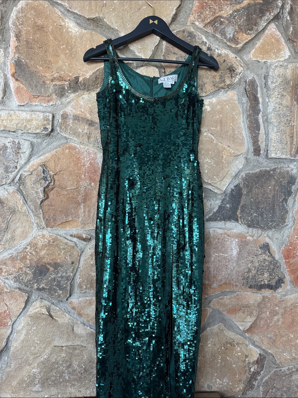 Vintage A.J. Bari sequin beaded silk dress